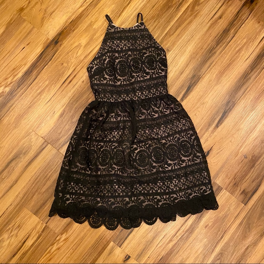 Black Thin Strap Floral Dress